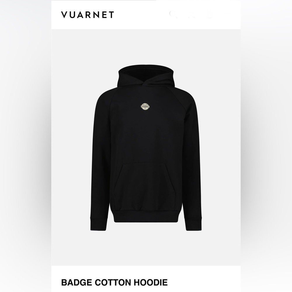 VUARNET Ltd. E. Sports Hoodie logo badge Organic Cotton Performance size XL
